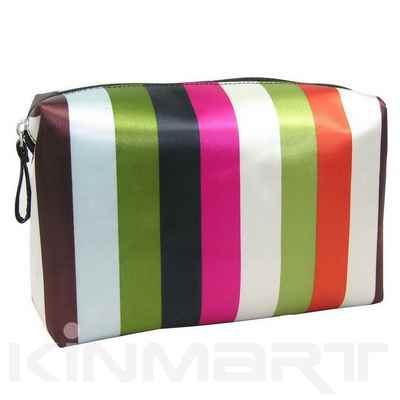 Monogram Stripe Patterned Cosmetic Bag